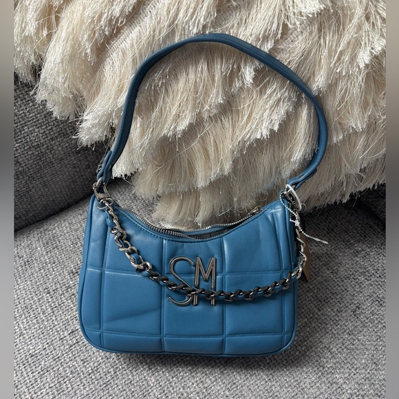 Steve Madden Quilted Chain Strap Shoulder Bag Blue – Brand New with Tags - Picture 1 of 7